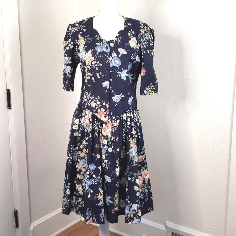 Willow Ridge women's Blue Floral Dress size 12 - Picture 2 of 9